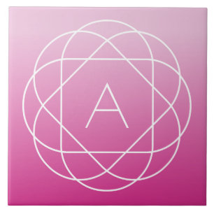 Flower-like Geometric Monogram Rosa Shaded Ombre Kakelplatta