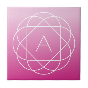 Flower-like Geometric Monogram Rosa Shaded Ombre Kakelplatta