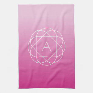 Flower-like Geometric Monogram Rosa Shaded Ombre Kökshandduk