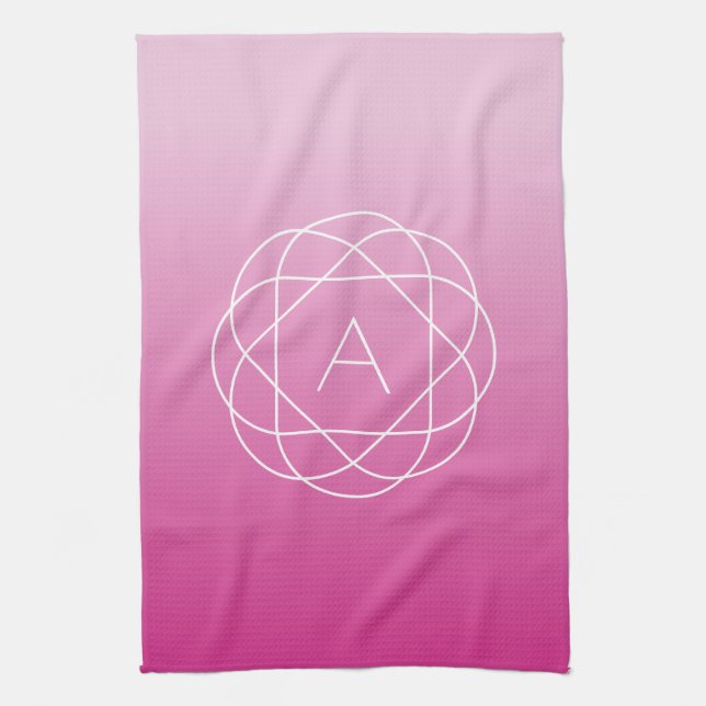 Flower-like Geometric Monogram | Rosa Shaded Ombre Kökshandduk (Vertikal)