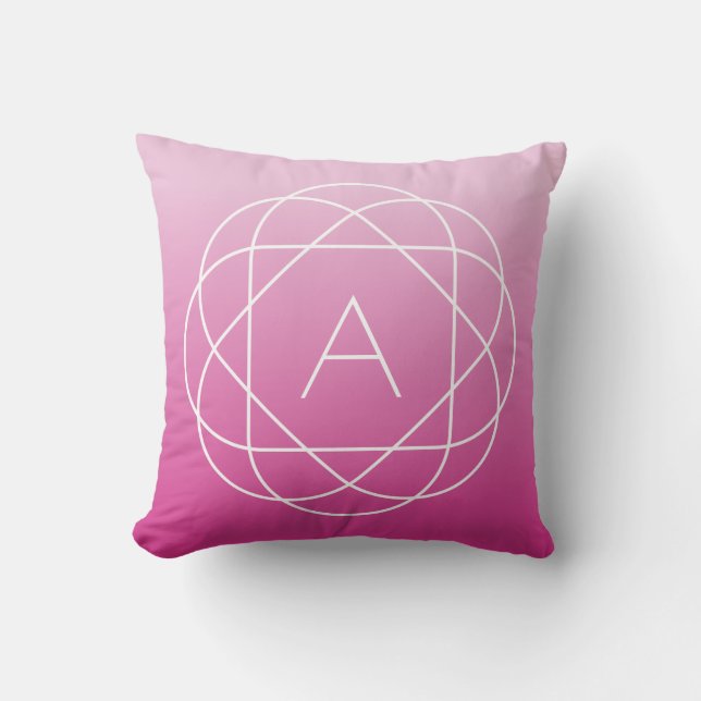 Flower-like Geometric Monogram | Rosa Shaded Ombre Kudde (Framsida)