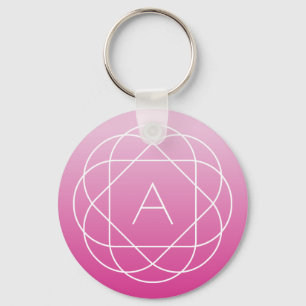 Flower-like Geometric Monogram Rosa Shaded Ombre Nyckelring