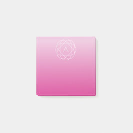 Flower-like Geometric Monogram | Rosa Shaded Ombre Post-it Block