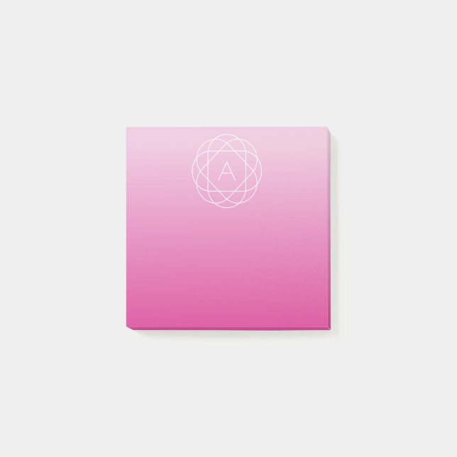 Flower-like Geometric Monogram | Rosa Shaded Ombre Post-it Block (Framsida)