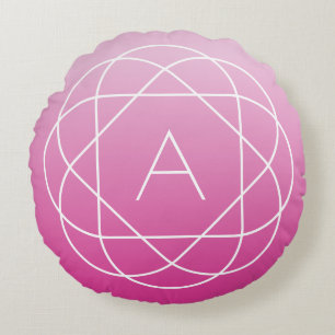Flower-like Geometric Monogram Rosa Shaded Ombre Rund Kudde