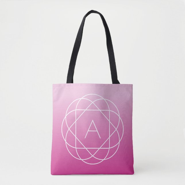 Flower-like Geometric Monogram | Rosa Shaded Ombre Tygkasse (Framsida)
