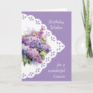 Flower Lilac Bouquet Cousin Birthday Card Kort