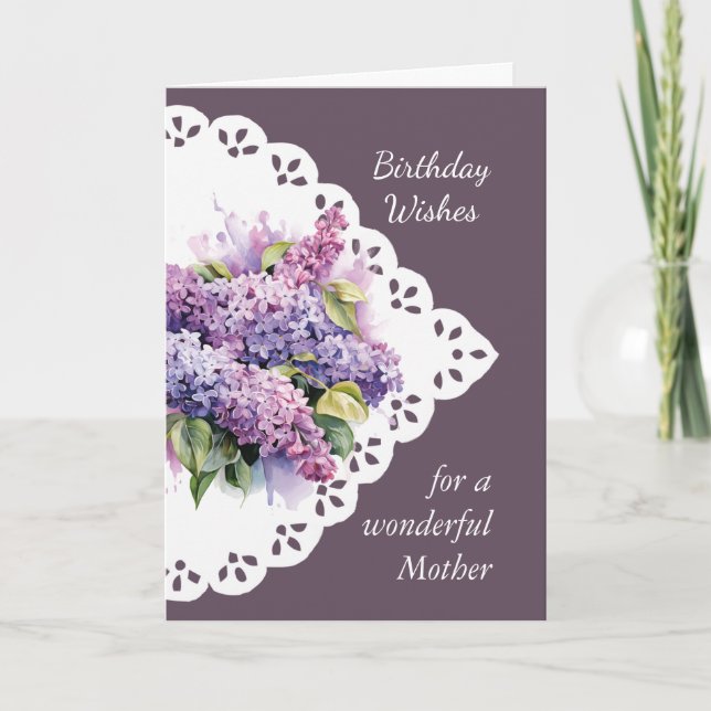 Flower Lilac Bouquet Mor Mamma Birthday Card Kort (Framsida)