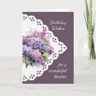 Flower Lilac Bouquet Mor Mamma Birthday Card Kort