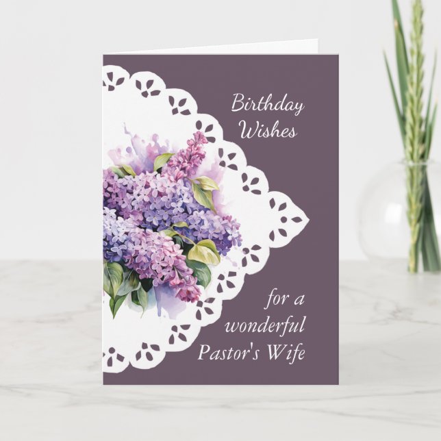 Flower Lilac Bouquet Pastor's Wife Birthday Card Kort (Framsida)