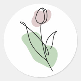 Flower Line Art Runt Klistermärke