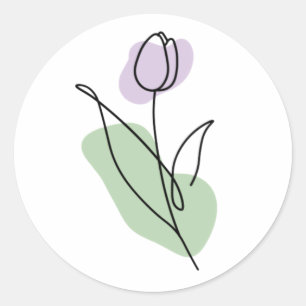 Flower Line Art Runt Klistermärke