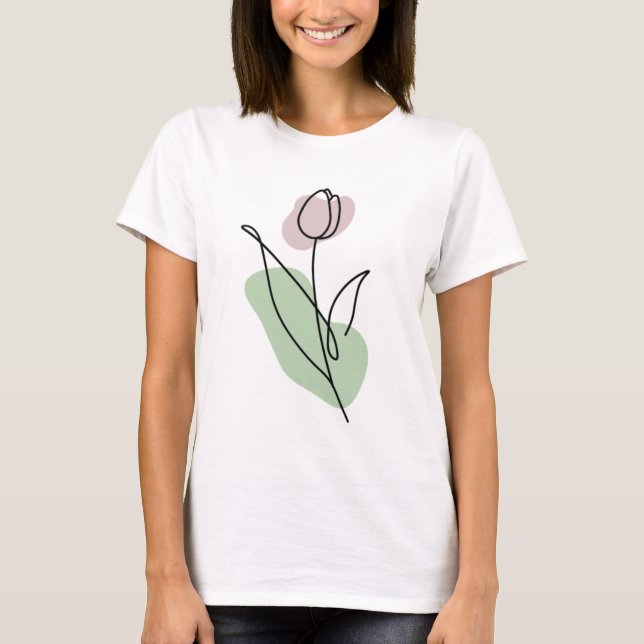 Flower Line Art T Shirt (Framsida)
