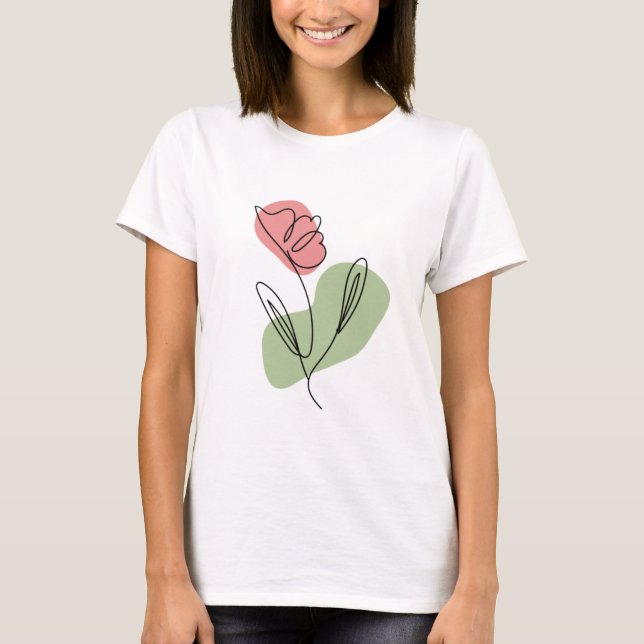 Flower Line Art T Shirt (Framsida)