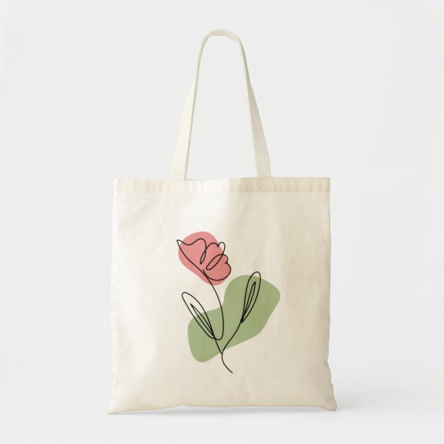 Flower Line Art Tygkasse (Framsidan)