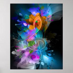 Flower Löv Paint, vackert färglöst Poster