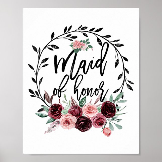 Flower Maid of honor Shower Bröllop Bachelorette P Poster (Framsidan)