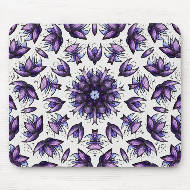 Flower Mandala Abstrakt Kaleidoscopic Mönster Musmatta (Framsidan)