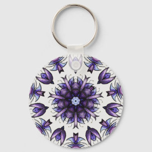 Flower Mandala Abstrakt Kaleidoscopic Mönster Nyckelring