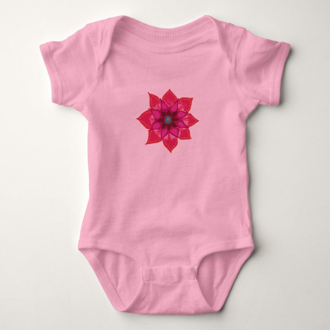 Flower mandala Baby Jersey Bodydräkt, White Tröja (Framsida)