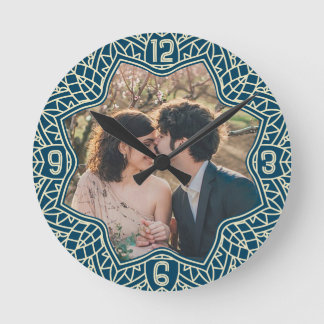 Flower Mandala Blommigt Shaped Anpassningsbar Phot Rund Klocka