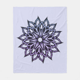 Flower Mandala Blue Violet Blommigt Art Fleecefilt