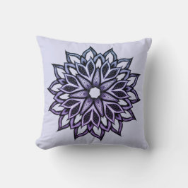 Flower Mandala Blue Violet Blommigt Art Kudde