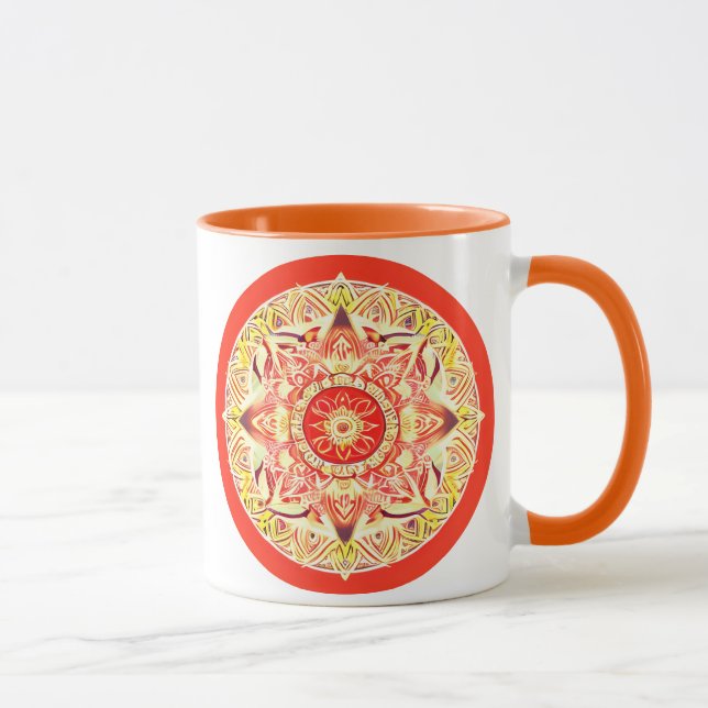 Flower Mandala i Mandarin-Orangen Mugg (Höger)