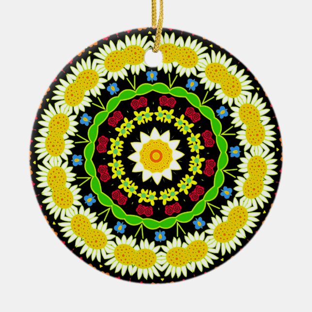 Flower Mandala Julgransprydnad Keramik (Framsidan)