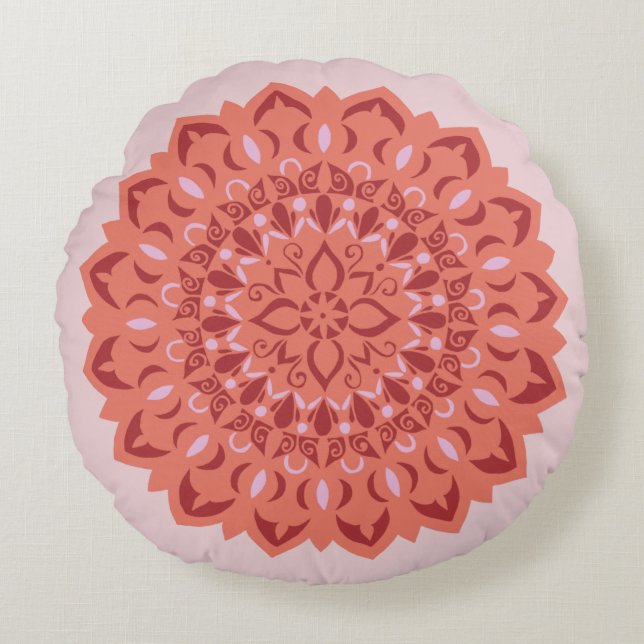 Flower Mandala  Rund Kudde (Framsidan)