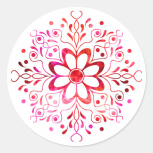 Flower Mandala Stickers Runt Klistermärke