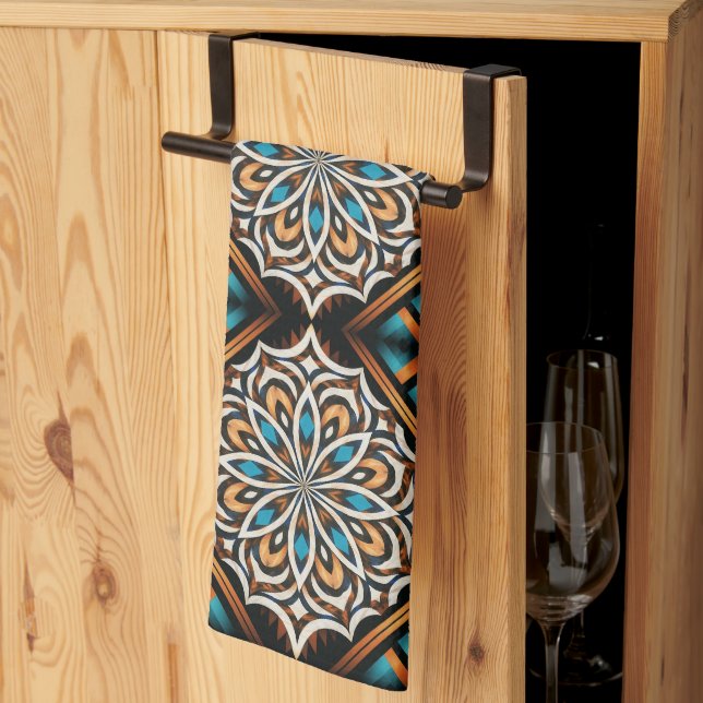 Flower Mandala Weave Kökshandduk (Thirds Fold)