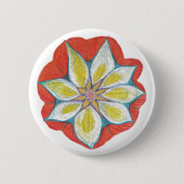 Flower Mandala Yoga Round Badge Knapp