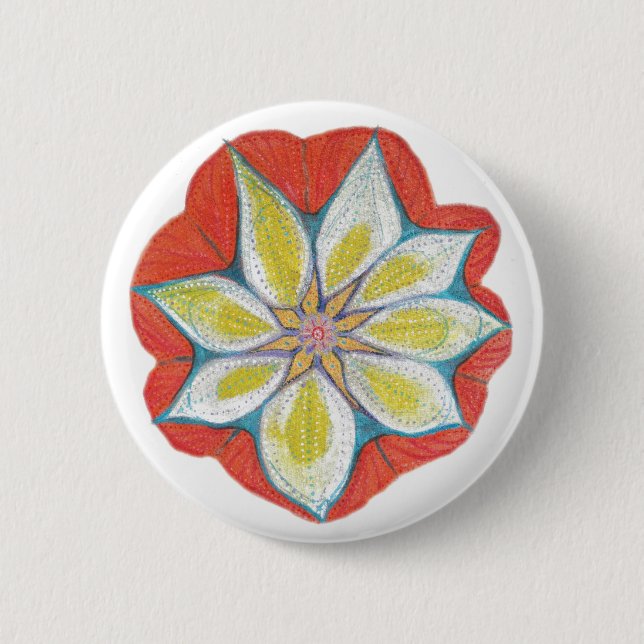 Flower Mandala Yoga Round Badge Knapp (Framsida)