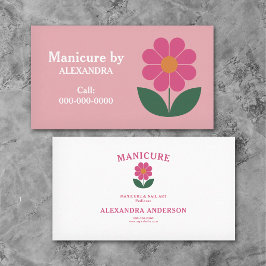 Flower & Manicure Pink Visitkort