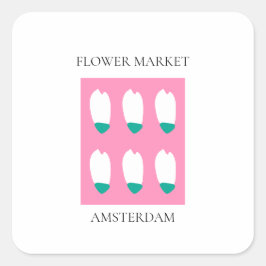 Flower Market - Amsterdam Fyrkantigt Klistermärke