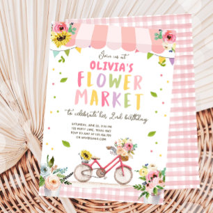 Flower Market Home Grown Farmers Girl Birthday Inbjudningar