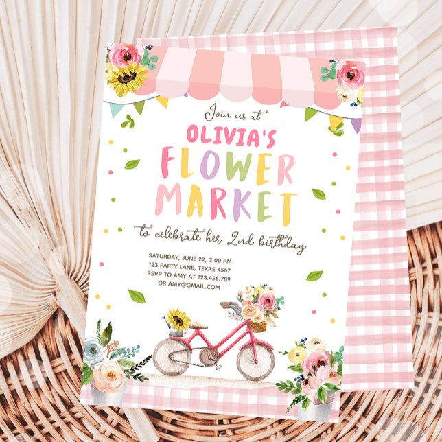 Flower Market Home Grown Farmers Girl Birthday Inbjudningar (Skapare uppladdad)
