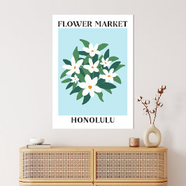 Flower Market Honolulu White Jasmine Blommigt Canvastryck