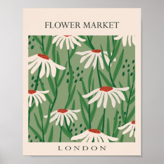Flower Market London Retro Abstrakt Flowers Poster