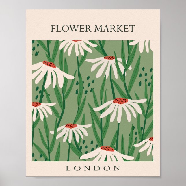 Flower Market London Retro Abstrakt Flowers Poster (Framsidan)