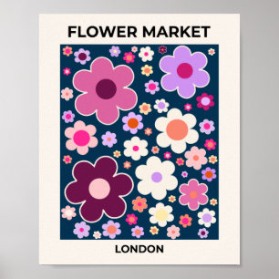Flower Market London Vinatge Abstrakt Flowers Poster