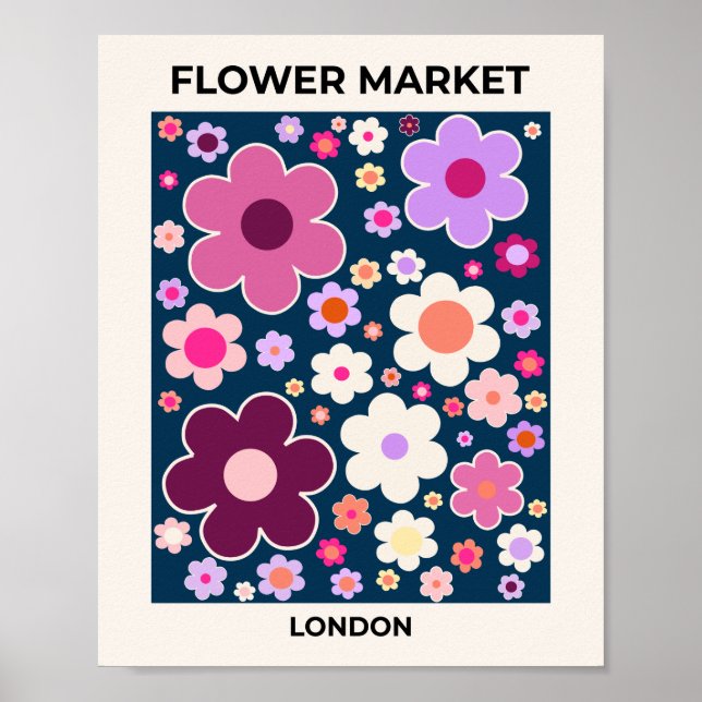 Flower Market London Vinatge Abstrakt Flowers Poster (Framsidan)