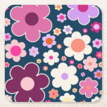 Flower Market London Vinatge Abstrakt Flowers Underlägg Papper Kvadrat<br><div class="desc">Flower Market London: Blommigt Art - Flowers Print - navy blue,  rosa and lilac - colorful mönster.</div>