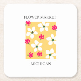 Flower Market - Michigan Underlägg Papper Kvadrat