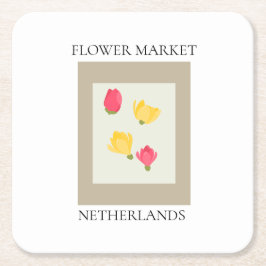 Flower Market - Netherlands Underlägg Papper Kvadrat