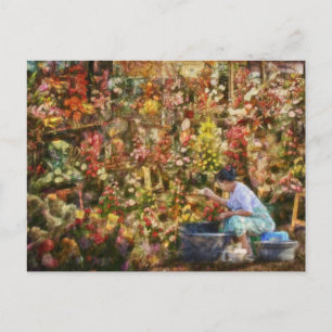 Flower Market New Delhi India Art Postcard Vykort