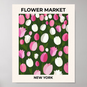 Flower Market New York Tulips Natt Poster