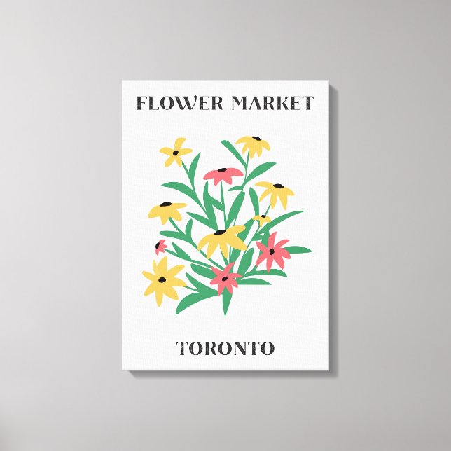 Flower Market Toronto Rosa  Gula Prästkragar Blomm Canvastryck (Framsida)