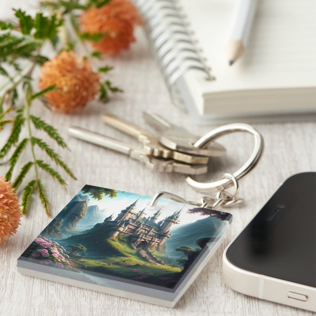 Flower Meadow Castle Keychain (Högra Framsidan)